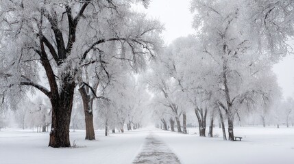Fototapeta premium Denver Snow: Tranquil Winter Walk in Snowy Forest Landscape
