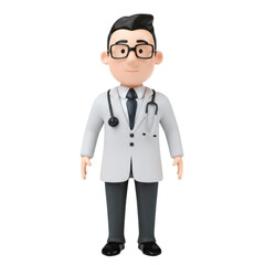 Fototapeta premium 3D Render of Doctor with Stethoscope in White Coat and Gray Pants