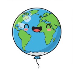 Obraz premium Happy Earth Balloon Illustration