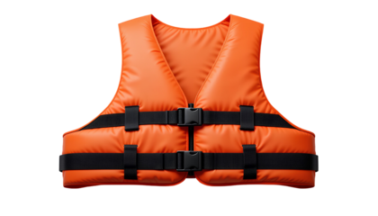 Bright Orange Life Vest Front View Illustration Isolated PNG