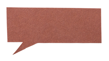 Brown blank cut out paper speech bubble with copy space for text on transparent background png design element
