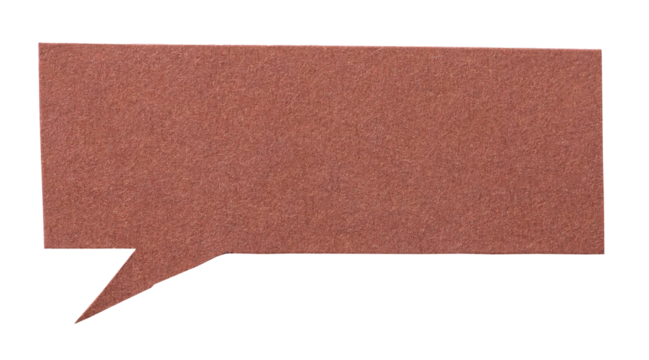 Brown blank cut out paper speech bubble with copy space for text on transparent background png design element