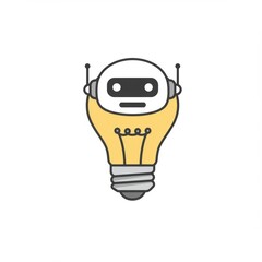 Robot Lightbulb Idea:  Digital Innovation Concept