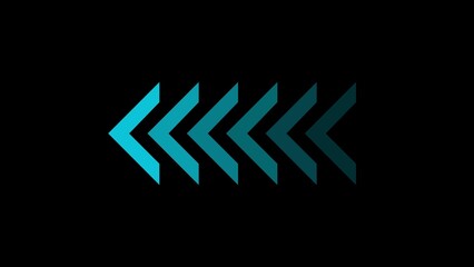 Repeating chevron pattern with gradient blue and teal colors on black background arrow