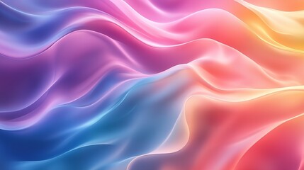 Obraz premium Soft gradient abstract curves wallpaper with pink, blue, yellow, purple and green fluid lines, minimalist digital art for screens, UI backgrounds or modern decor