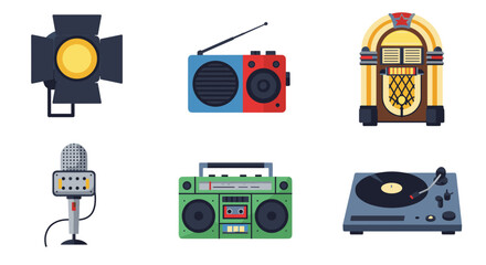 Fototapeta premium Illustration of retro audio and visual equipment collection