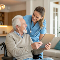 Obraz premium nurse helping senior patient in hospital