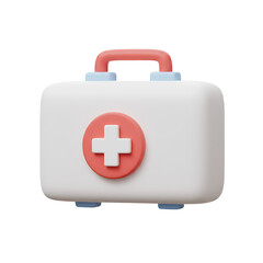 Obraz premium First Aid Kit in minimalist style in 3D with pastel colors, isolated on a transparent background, for health day 