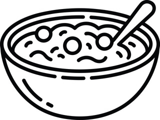 Cranberry Sauce Bowl with Spoon – Minimal Line Art Vector Illustration