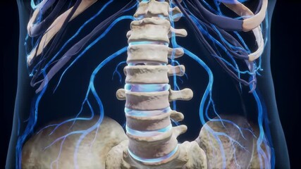 3D anatomical model of spine and blood vessels