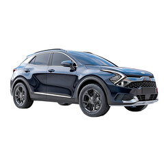 Fototapeta premium Sleek dark blue modern SUV showcasing dynamic lines and premium design for urban exploration and family adventures.
