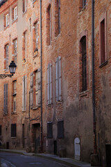 Red brick facades in Toulouse city (France)