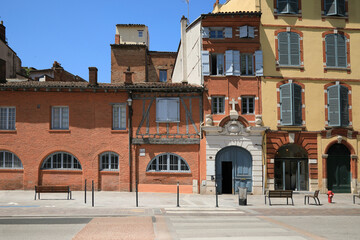 Colorful streets of Toulouse city in the south of France