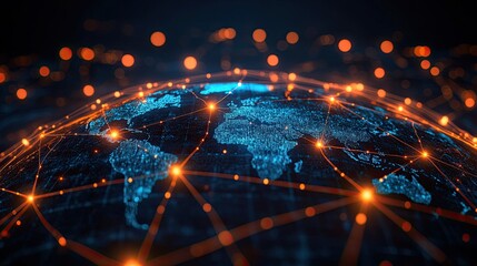 IT specialists monitoring global networks in a high-tech command center.