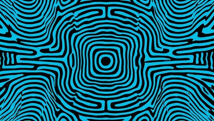Mesmerizing Abstract Optical Illusion with Curved Turquoise Lines on Black Background Creates Dynamic Pattern