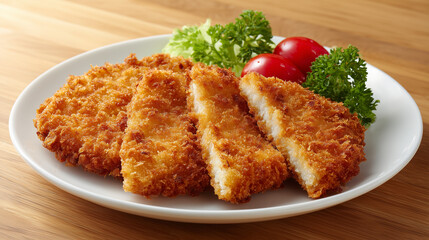 食欲をそそる揚げたてのサクサクとしたメンチカツと新鮮な野菜の盛り合わせ