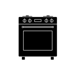 Obraz premium Isolated Black and White Illustration of a Traditional Kitchen Oven and Stove Appliance