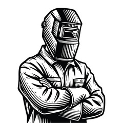 Confident Welder Portrait Strong Skilled and Ready for Work Industry Black and White silhouette
