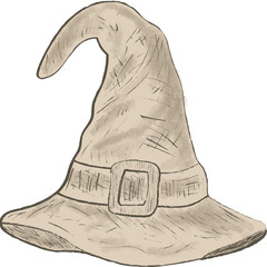 Vintage Hand-Drawn Witch Hat Illustration For Halloween Design