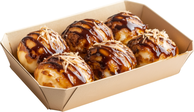 Takoyaki with Sauce and Bonito Flakes