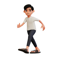 happy man running pose 3d illustration