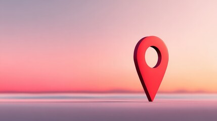 Minimal 3D Icon of Location Pin with Hollow Center Against Soft Gradient Background
