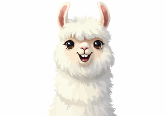 Adorable Cartoon Llama with a Cheerful Expression