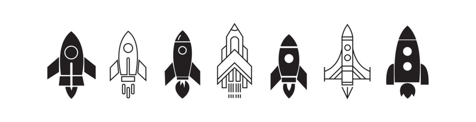 Rocket Icon Set – Startup, Space, Launch, Innovation Vector Design