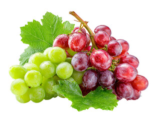 Fresh red and green grapes glistening with water droplets