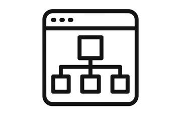 Website structure diagram with connected elements in line art style business structure dashboard