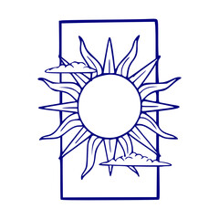 stylized sun and clouds in a frame vector