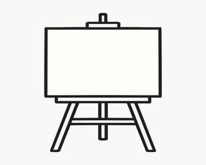 Artist easel with blank canvas simple black outline