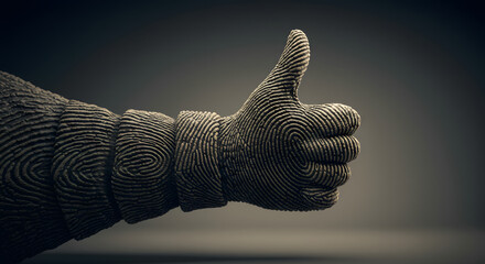 Fingerprint Arm with Raised Thumb Texture on Dark Neutral Background