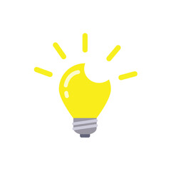 Light bulb with bite mark flat icon 