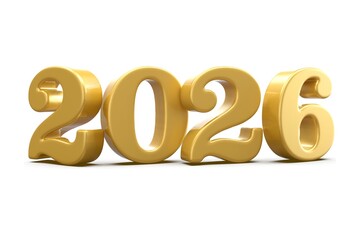 Gold balloon-style "2026" typography with reflective highlights