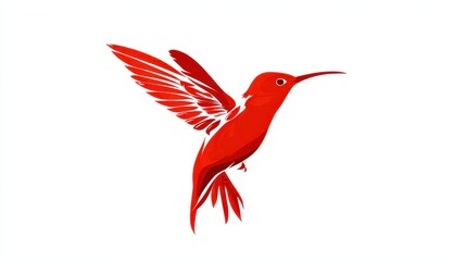 Obraz premium Hummingbird Outline. Minimalistic Logo Design Element of Tropical Bird on White Background