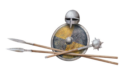 set of viking weapon isolated on white