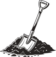 Vector illustration of a red plastic shovel and spade, isolated on a white background, for gardening and digging work