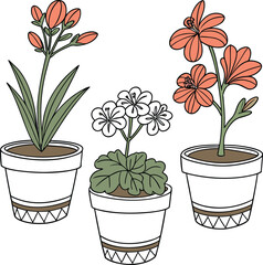 Vibrant cartoon vector illustration of a potted pink hyacinth flower, with a detailed stem and green leaves, isolated on a white background, symbolizing spring growth and nature's blossom