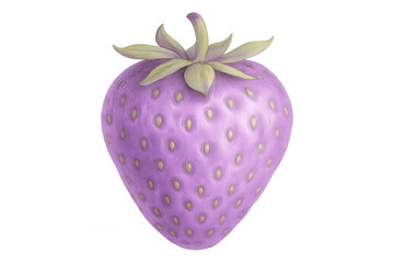 Purple strawberry with green leaves isolated on transparent background, showcasing vibrant colors and promoting healthy eating habits