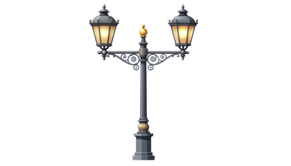 Street lamp for outdoor lighting, urban design, and night illumination concept isolated on white background