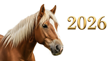 Fototapeta premium horse with a flowing mane against rich dark backdrop. sumbol of year 2026, radiating elegance and vitality, perfect for christmas holiday themes and chinese new year celebrations 