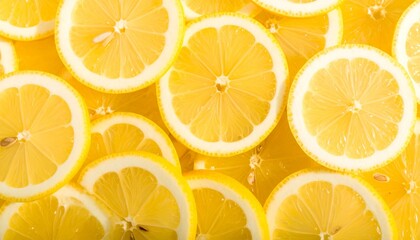 A Food Pattern of Sliced Lemons, Emphasizing the Fresh Texture and Yellow Color of the Organic Vegetable