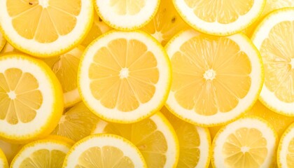 A Food Pattern of Sliced Lemons, Emphasizing the Fresh Texture and Yellow Color of the Organic Vegetable