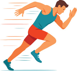 Athlete sprinting in slow-motion style Illustration