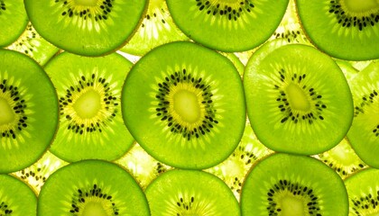 Fototapeta premium A Food Pattern of Kiwi Slices, Emphasizing the Bright Green Color and Unique Texture of the Healthy Fruit