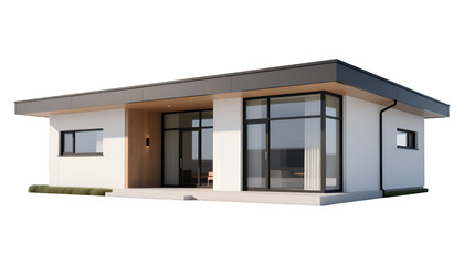 Modern White House Rendering with Clear Background, 3D Realism Design Element