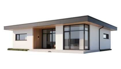 Modern White House Rendering with Clear Background, 3D Realism Design Element