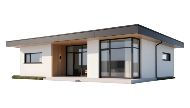Modern White House Rendering with Clear Background, 3D Realism Design Element