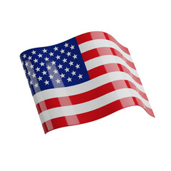Fototapeta premium 3D Icon of United States National Flag with Stars and Stripes